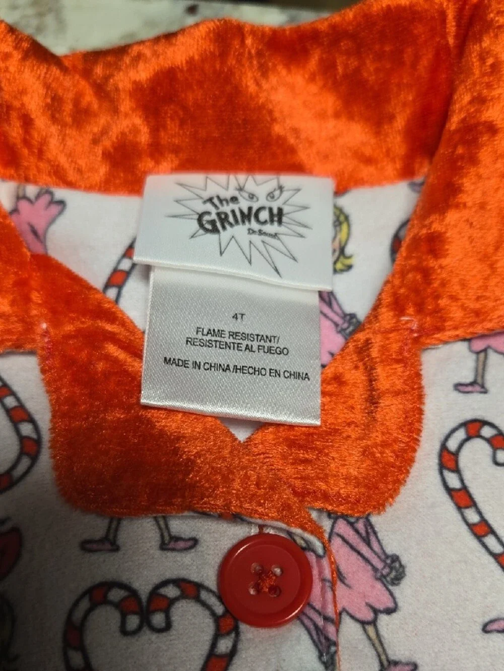 Komar Kids Pink Heart & Bow Print Pajama Set with Orange Collar